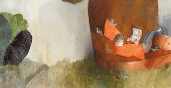 Ilustración de la autora italiana Béatrice Alemagna para el libro “On a Magical Do-Nothing Day” (En un día mágico de no hacer nada).