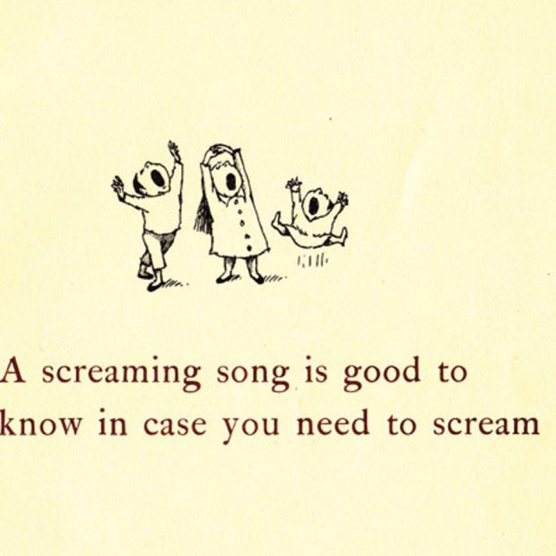 Ilustración de Maurice Sendak para el libro “Open House for Butterflies” (Casa abierta para las mariposas), de Ruth Krauss. Traducción del texto: “Es bueno conocer una canción de gritos por si necesitas gritar”